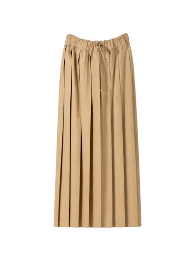 Fabiana Filippi Beige Pleated Drawstring Skirt In Multi