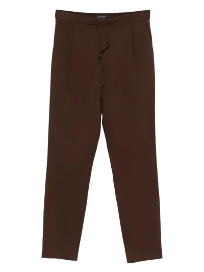 Fabiana Filippi Pleated Drawstring Straight Trousers In Brown