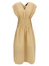 Fabiana Filippi Linen Dress With Gathered Waistline And V-neckline