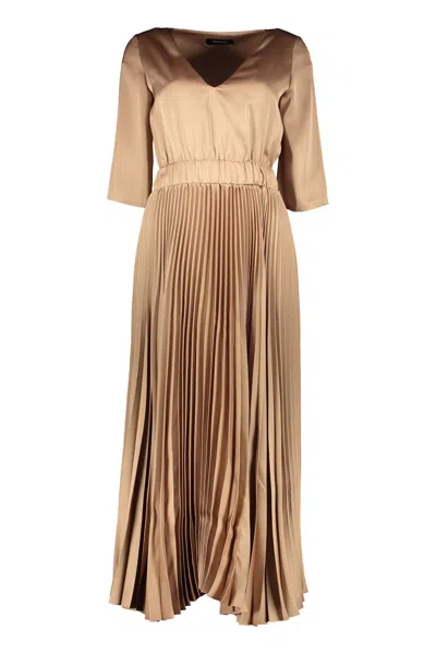 Fabiana Filippi Pleated Midi Dress In Cammello