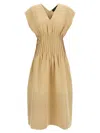 Fabiana Filippi Linen Dress With Gathered Waistline And V-neckline