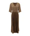 Fabiana Filippi Pleated Effect V-neck Long Dress In Brown