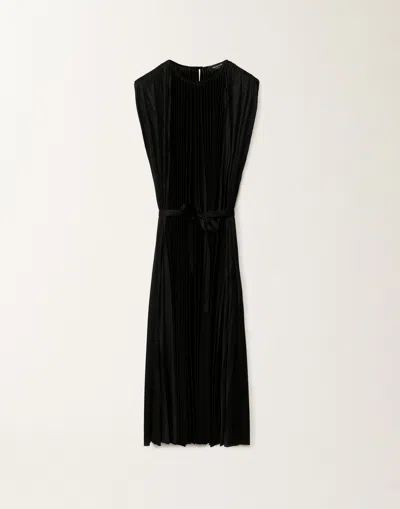 Fabiana Filippi Pleated Jersey Flared Dress In Black