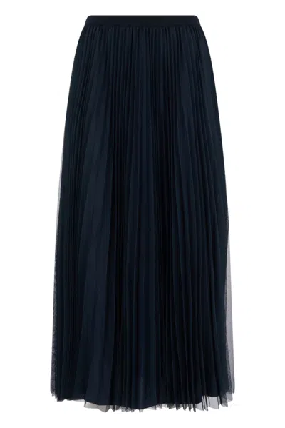 Fabiana Filippi Pleated Long Skirt For Special Occasions In Blue