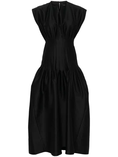 Fabiana Filippi Pleated Maxi Dress In Black  