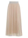 Fabiana Filippi Flowing Pleated Maxi Skirt With Elastic Waistband In Neutral