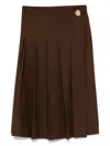 Fabiana Filippi Bistretch Wool Pleated Wrap Skirt In Brown