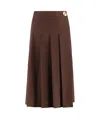 Fabiana Filippi Bistretch Wool Pleated Wrap Skirt In Brown