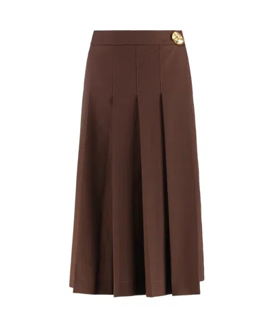 Fabiana Filippi Pleated Midi Skirt In Brown