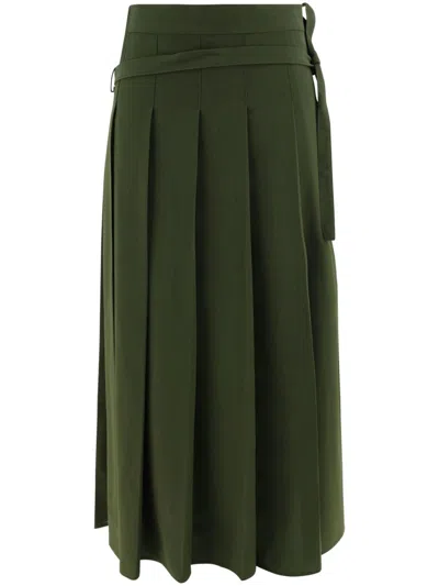 Fabiana Filippi Pleated Midi Skirt In Green