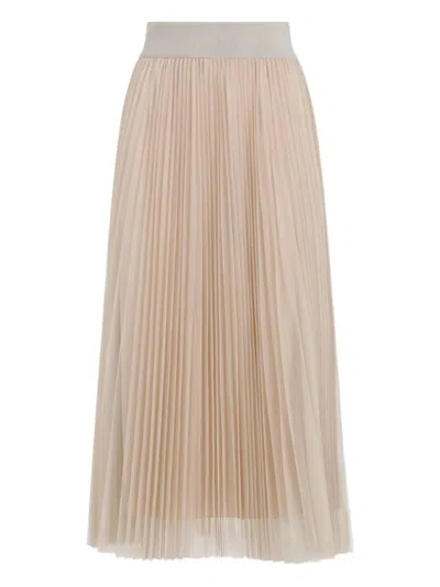 Fabiana Filippi Pleated Tulle Wide Skirt In Neutral