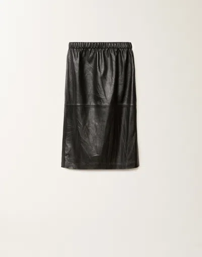 Fabiana Filippi Pleated Nappa Leather Skirt In Black
