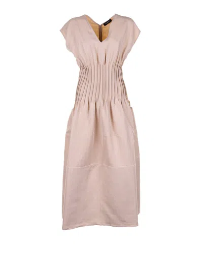 Fabiana Filippi Pleated Short Sleeve Dress In Pink