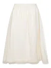 Fabiana Filippi Sheer Overlay Elastic Waistband Midi Skirt