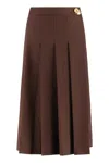 Fabiana Filippi Bistretch Wool Pleated Wrap Skirt In Brown