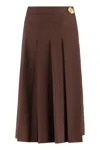 Fabiana Filippi Bistretch Wool Pleated Wrap Skirt In Brown