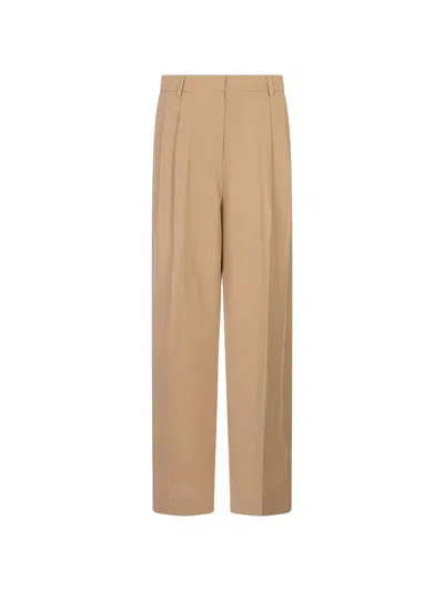 Fabiana Filippi Pleated Straight-leg Trousers In Brown