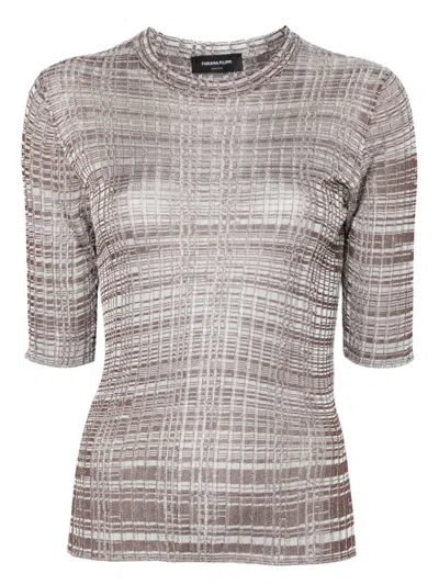 Fabiana Filippi Pleated Striped T-shirt In Brown