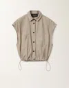 Fabiana Filippi Pleated Suede Bomber Jacket In Clay
