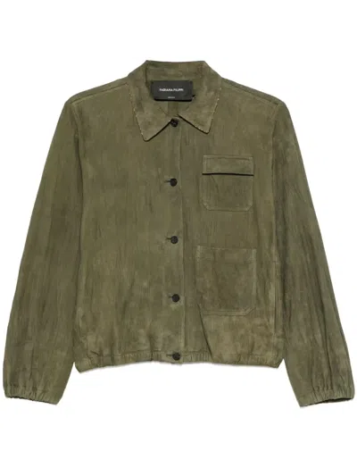 Fabiana Filippi Pleated Suede Bomber Jacket In Green