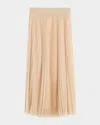 Fabiana Filippi Pleated Tulle A-line Midi Skirt In Pink
