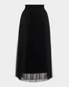 Fabiana Filippi Pleated Tulle A-line Midi Skirt In Black