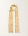 Fabiana Filippi Pleated Tulle Maxi Scarf With Painted Botanical Print In Canary
