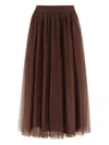 Fabiana Filippi Pleated Tulle Midi Skirt In Brown