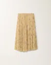 Fabiana Filippi Pleated Tulle Skirt With Painted Botanical Print In Canary