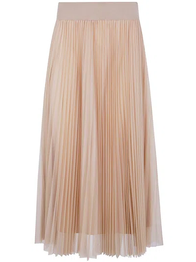 Fabiana Filippi Pleated Tulle Wide Skirt In Sand