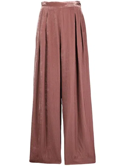 Fabiana Filippi Pleated Wide-leg Trousers In Rosewood
