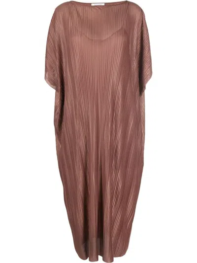 Fabiana Filippi Plissé Kaftan Midi Dress In Marrone