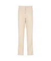 Fabiana Filippi Tailored Beige Cotton Pants With Side Slit Pockets In Nude