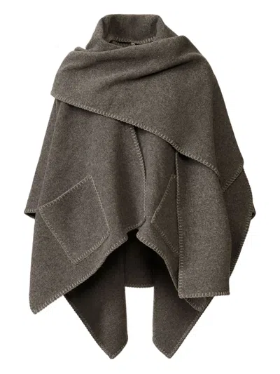 Fabiana Filippi Pocket-detail Wool Cape In Gray