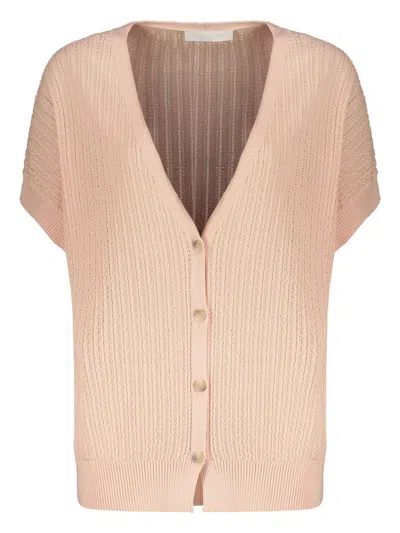 Fabiana Filippi Pointelle-knit Cardigan In Pink