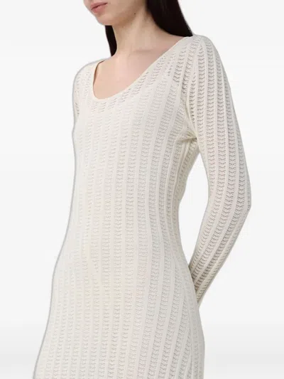 Fabiana Filippi Pointelle-knit Long-sleeve Maxi Dress In White