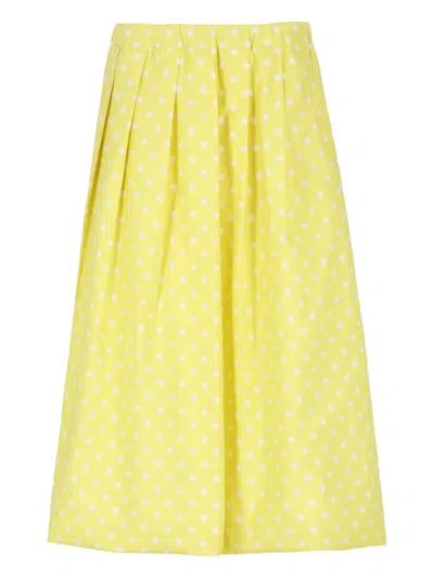 Fabiana Filippi Polka-dot Midi Pleated Skirt In Yellow
