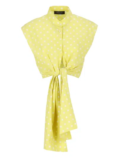 Fabiana Filippi Polka-dot Tie-front Shirt In Yellow