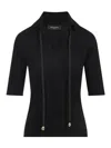 Fabiana Filippi Wool Polo Metal Beads In Black