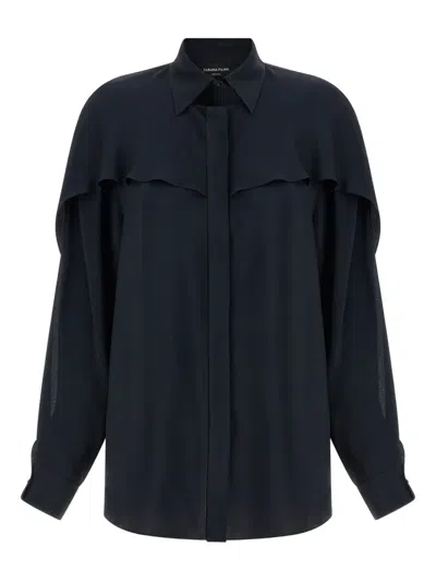 Fabiana Filippi Shirt Collar And Draped Front Detail In Blue