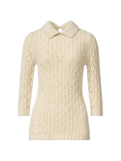 Fabiana Filippi Polo-collar Openwork-construction Sweater In Neutral