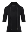 Fabiana Filippi Wool Polo Metal Beads In Black