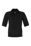 Fabiana Filippi Polo Shirt With Frayed Viscose Collar In Black