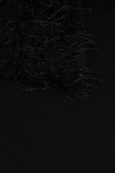 Fabiana Filippi Polo Shirt With Frayed Viscose Collar In Black
