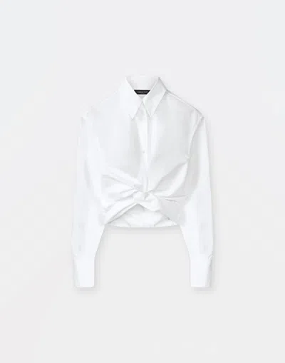 Fabiana Filippi Poplin Cropped Shirt With Crossed Detail In Optical White
