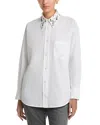 Fabiana Filippi Poplin Rhinestone Oversized Shirt In White