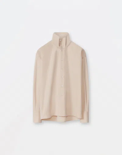 Fabiana Filippi Poplin Shirt With Stand Up Collar In Dusty Pink