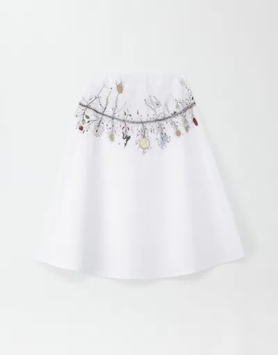 Fabiana Filippi Poplin Skirt With Embroidery In White