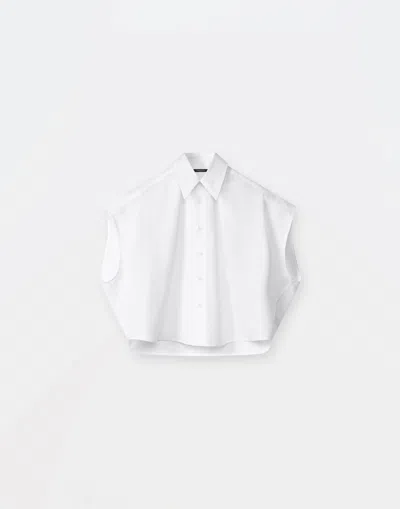 Fabiana Filippi Poplin Sleeveless Cropped Shirt In Optical White