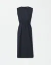 Fabiana Filippi Sleeveless Cotton Midi Dress In Midnight Blue